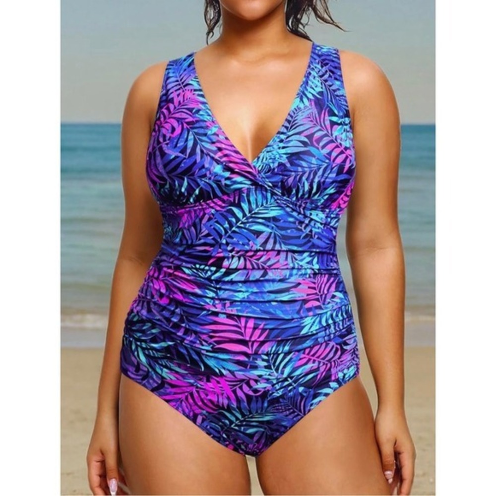 Aqua Eve Women Plus Size One Piece Swimsuits Tummy Control Bathing Suits‎  18W